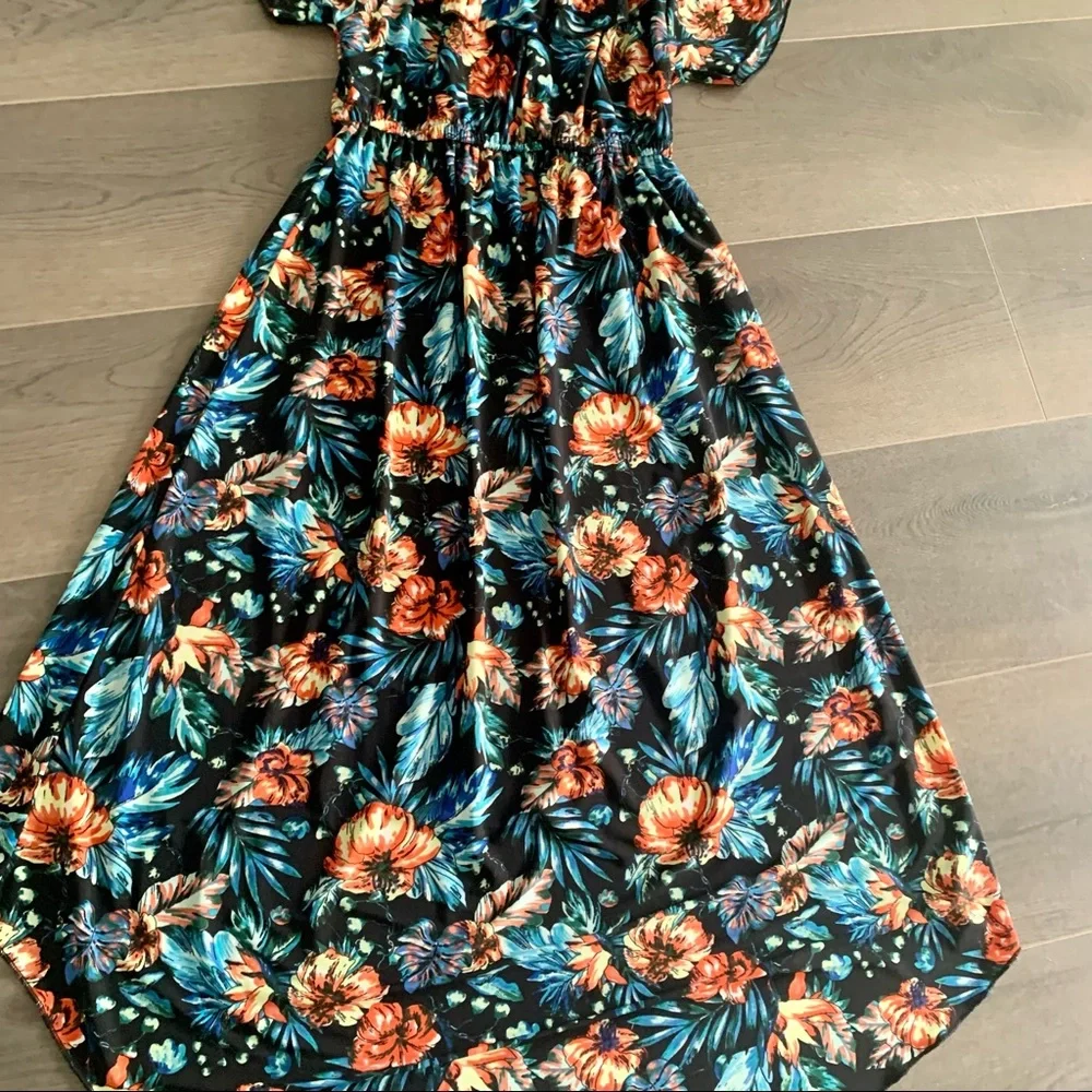 YOUNG USA OFF DHOULDER , HIGH-LOW, SURREALIST BLUE DRESS - Picture 7 of 8